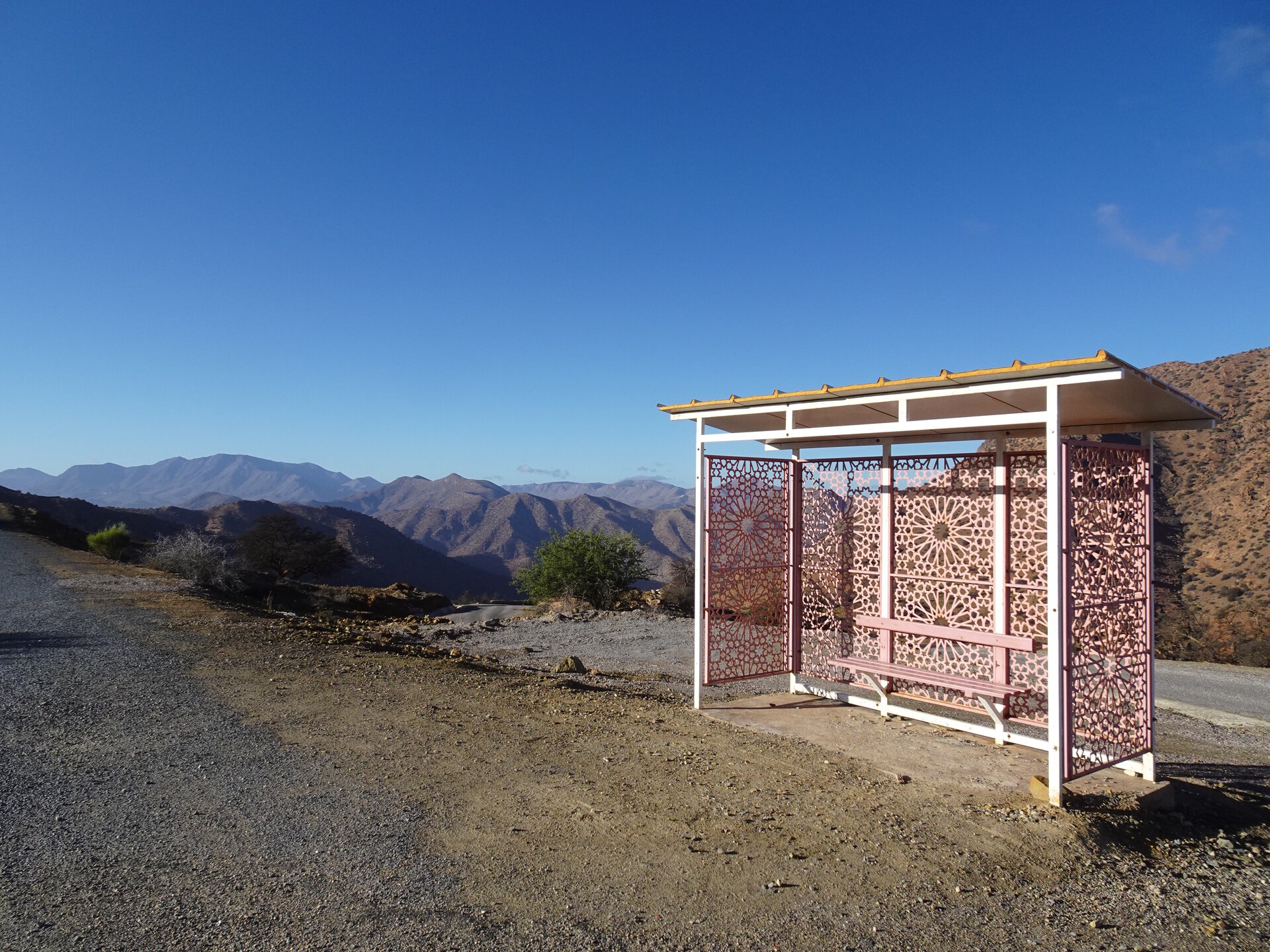 Bus shelter on top of mountain
