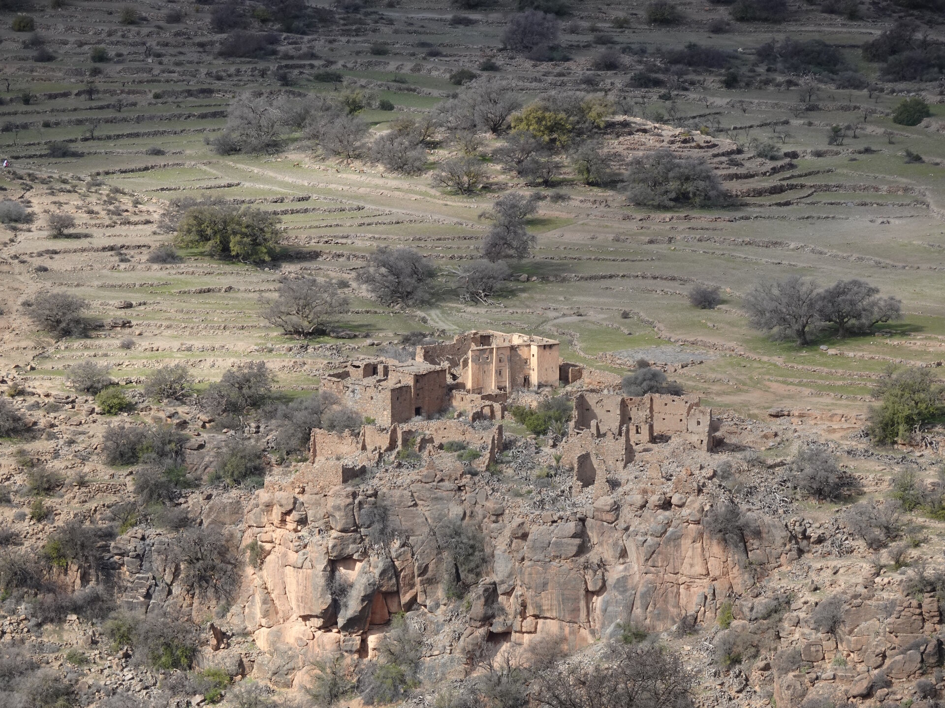 Abandoned buildings on cliff edge