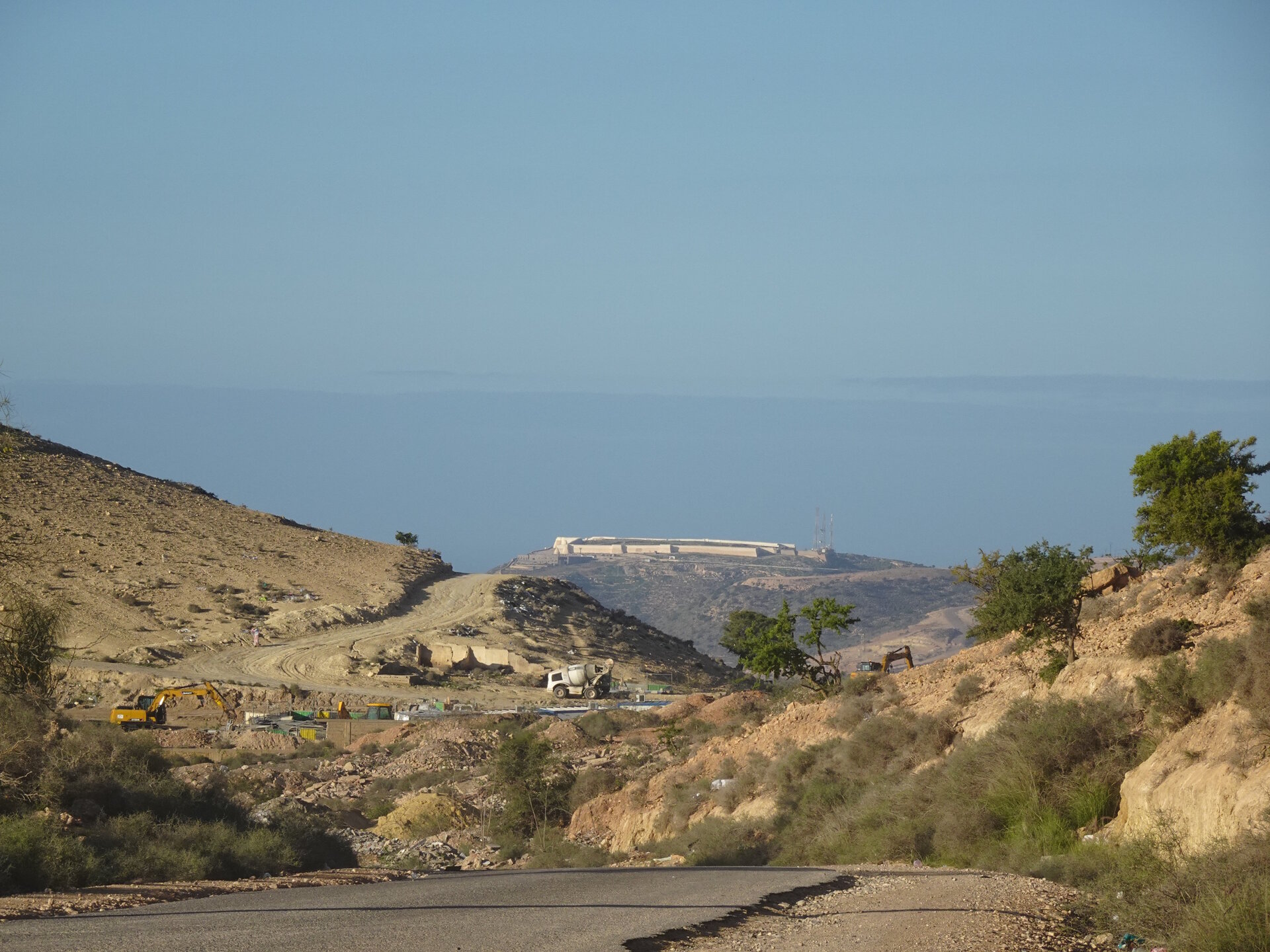 A castle on a hill in the distance